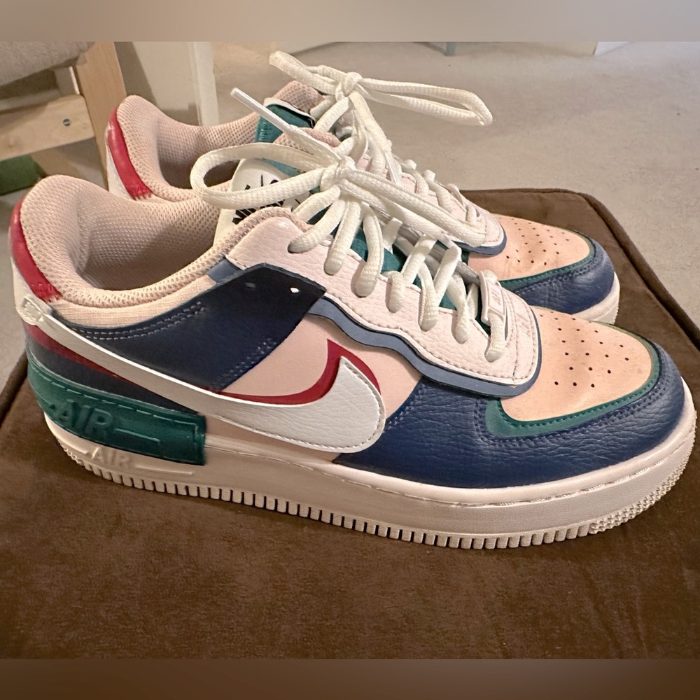 GUC. Nike Womens Air Force 1 Shadow Shoes Multi/Navy/Pink size 9